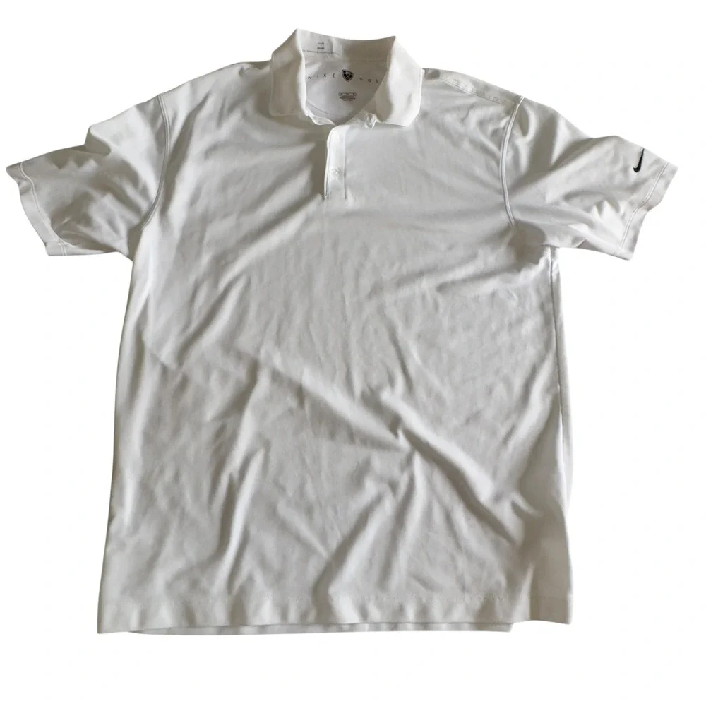 Nike Golf Polo Shirt Mens XL White Excellent Nike Fit Dry Short Sleeve Logo